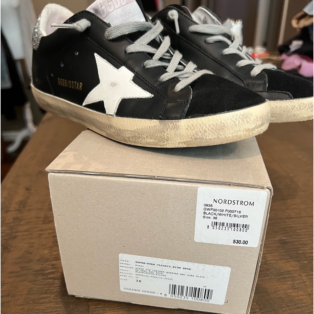 Golden Goose Super Star, classic suede toe, glitter heel - size 36 - Picture 7 of 9